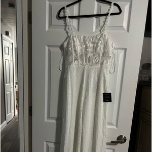 Lulus sparkle white sequin jumpsuit